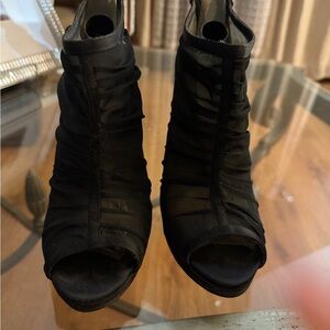 Nine West Black Peep-Toe Heeled Boots